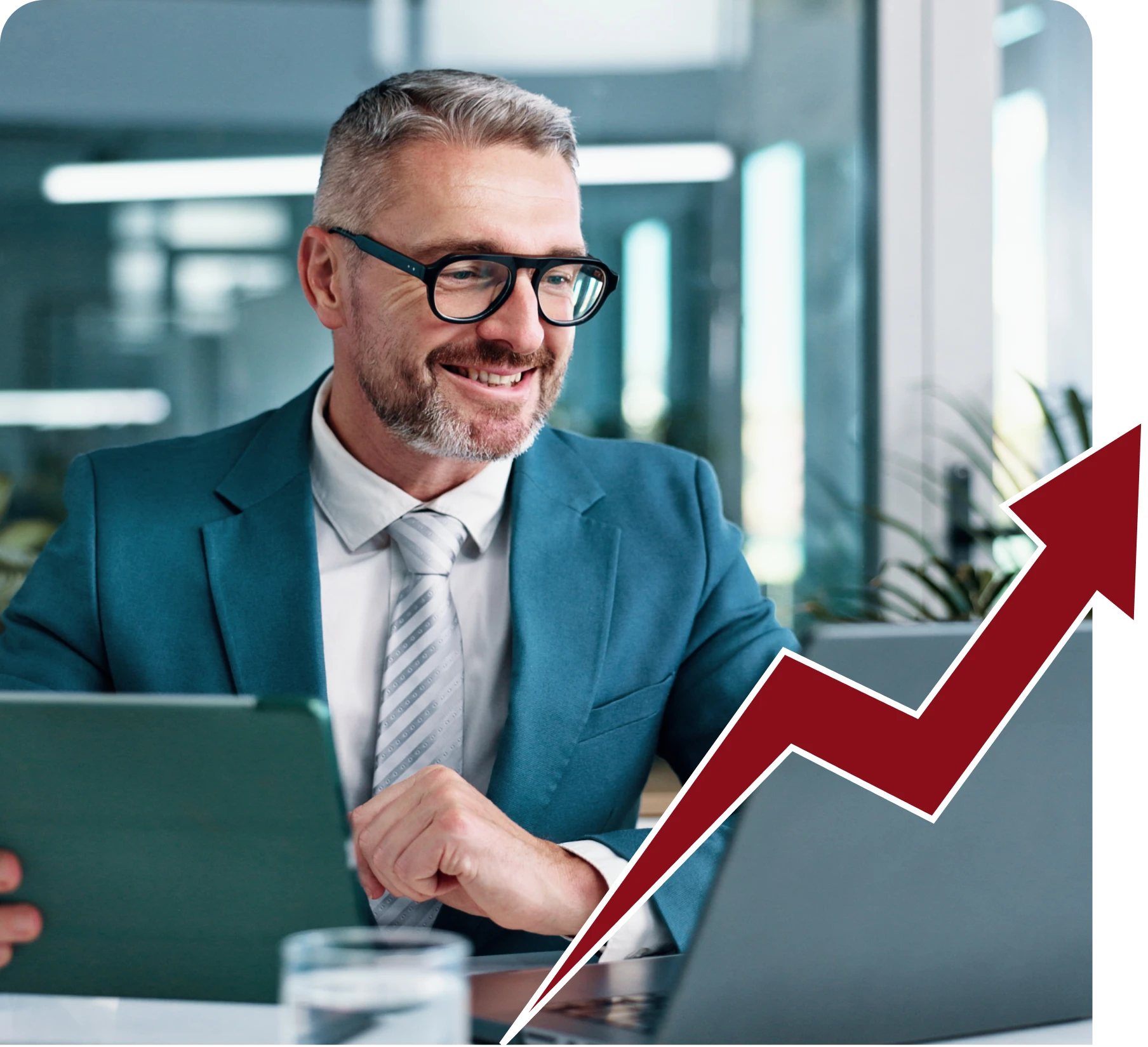 Professional analyzing growth on laptop